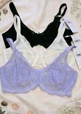 Nwt HSIA  Bundle Of 3 Lace Soft Mesh Underwire Minimizer Bras Size 36DD